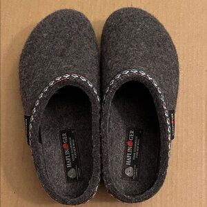 Haflinger GZ Grizzly Charcoal Wool Clog Size 38